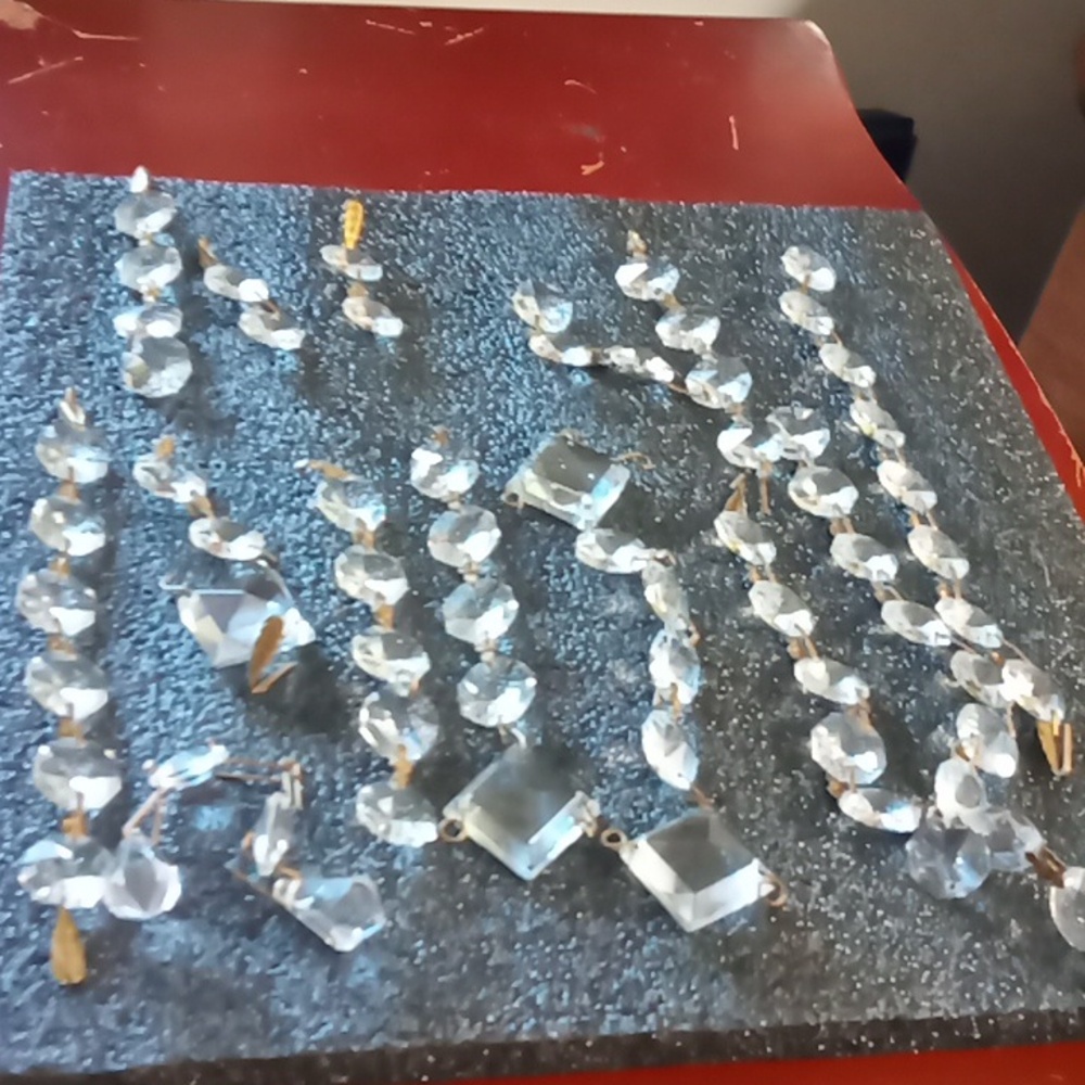 Lead crystal glass chandelier pieces. 52 total.